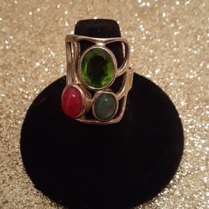 Beautiful Sterling Silver/Jewels Ring